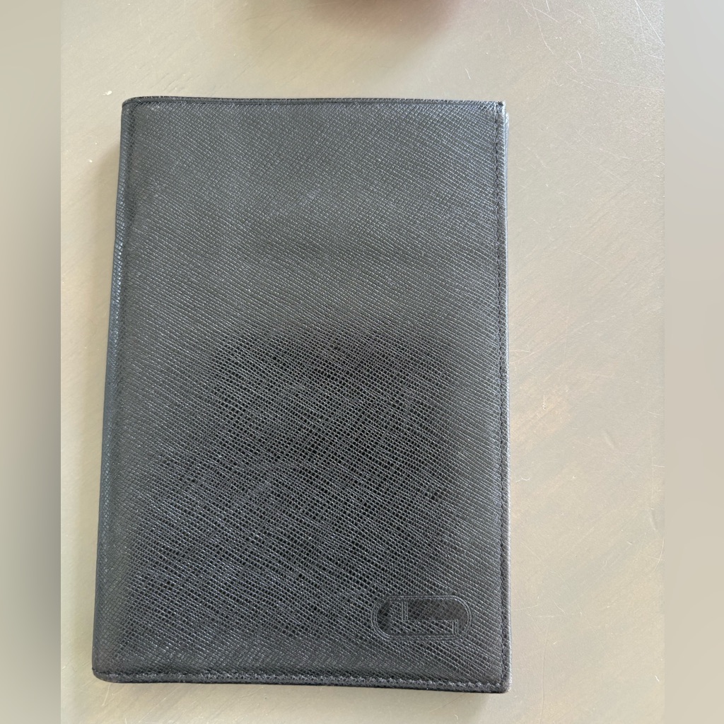 Lancel Paris Black Textured Wallet And Passport Cover